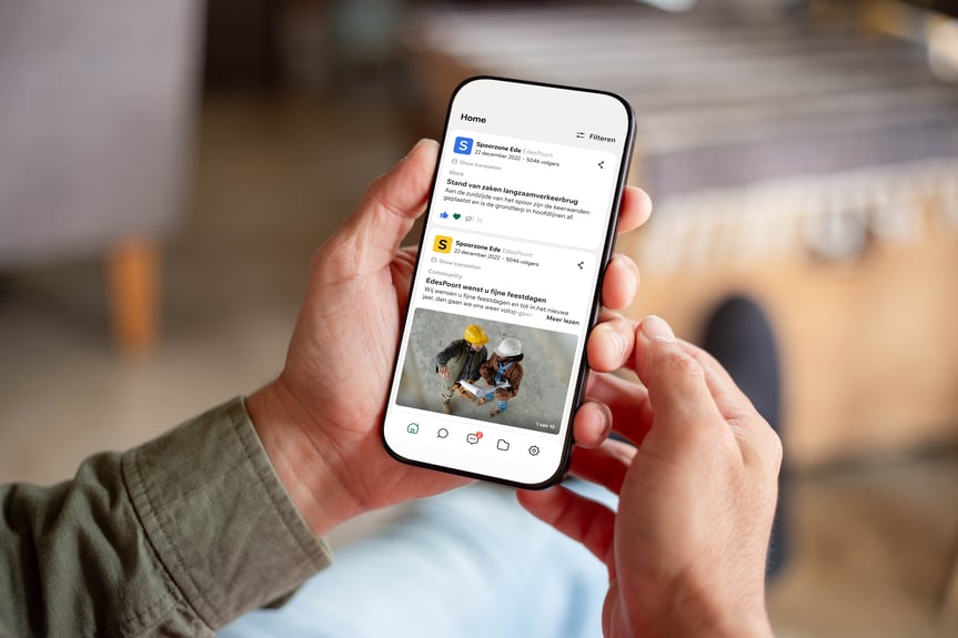 person with phone mockup